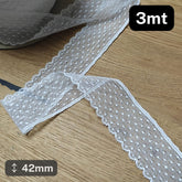 3 meters white Cotton / Nylon Lace 42mm #DEN250624C